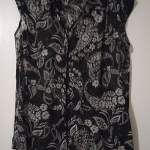 Roz & Ali women's sleeveless top sizeM blk/whte goth grunge boho